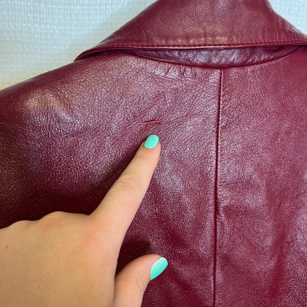 Wilsons Leather Pelle Studio Red Genuine Leather Zip Up Jacket‎ Womens Medium - Picture 8 of 9